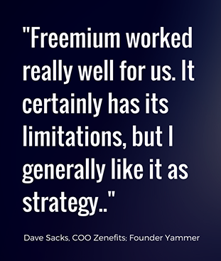 Freemium worked really well for us. It certainly has its limitations, but I generally like it as a strategy. - Dave Sacks