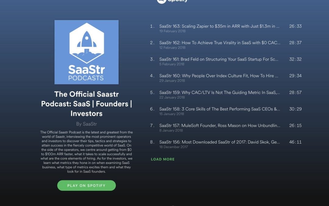 SaaStr Podcast Now on Spotify!  Catch Up on 166+ Episodes!