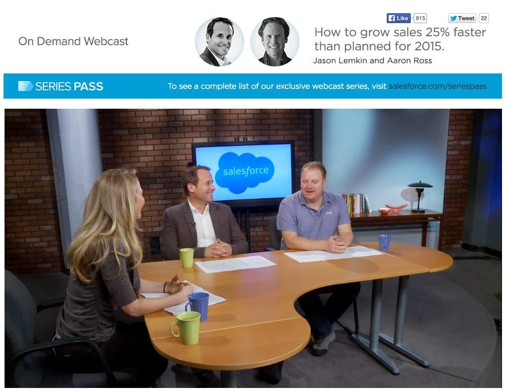 How to Grow 25% Faster Than Plan in ’15: The Salesforce Live Video with SaaStr, Aaron Ross and Parker Conrad, CEO of Zenefits
