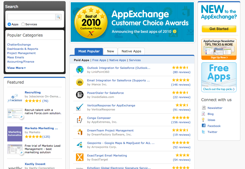 Where Are The Top 10 Salesforce AppExchange Apps of 2010 Today?