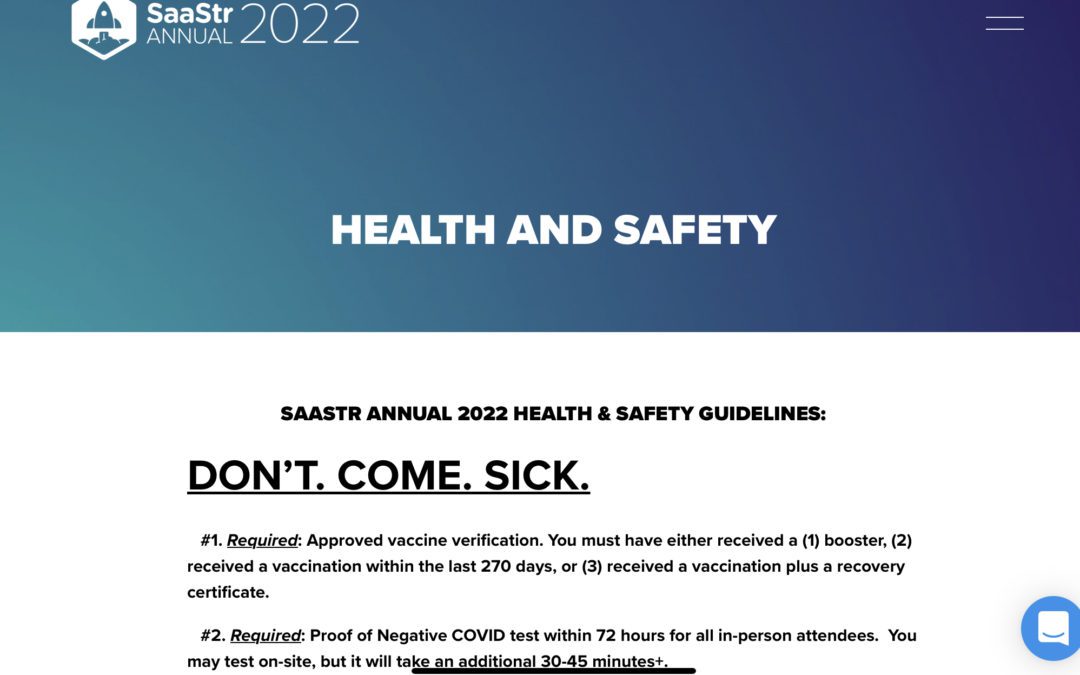 SaaStr Annual 2022 Remains Fully Vaxxed, Tested & Open Air / Outdoors!!