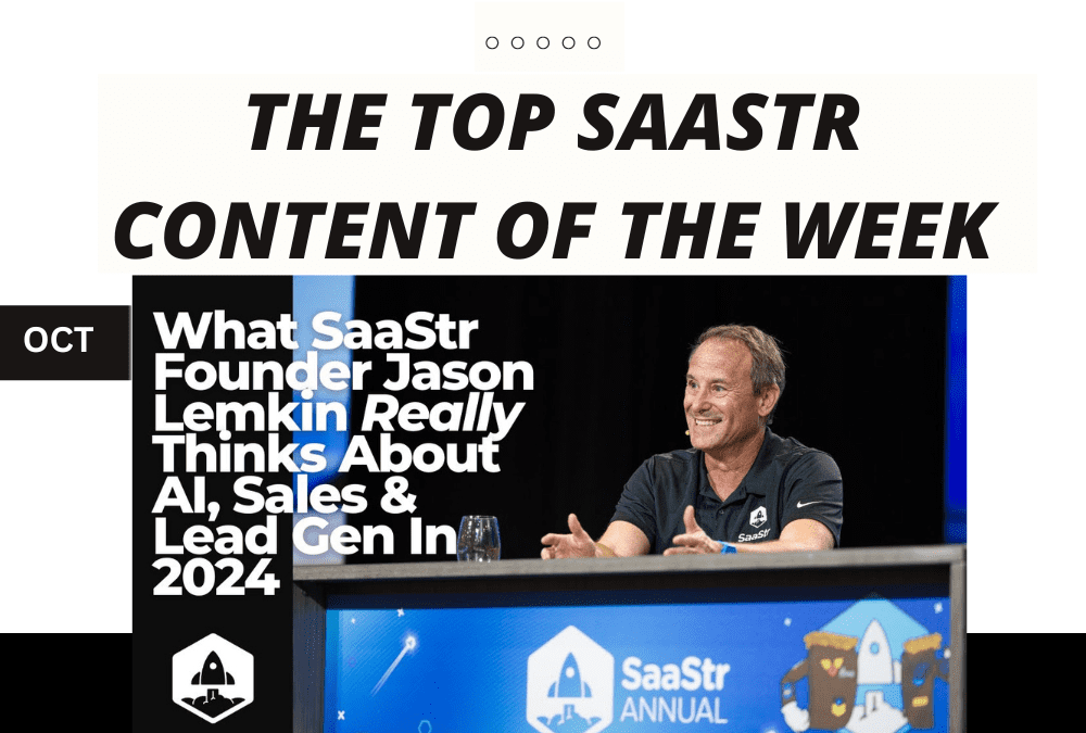 Top SaaStr Content for the Week: OpenAI’s Head of Sales, New Workshop Wednesday with Divvy, SaaStr’s CEO and lots more!
