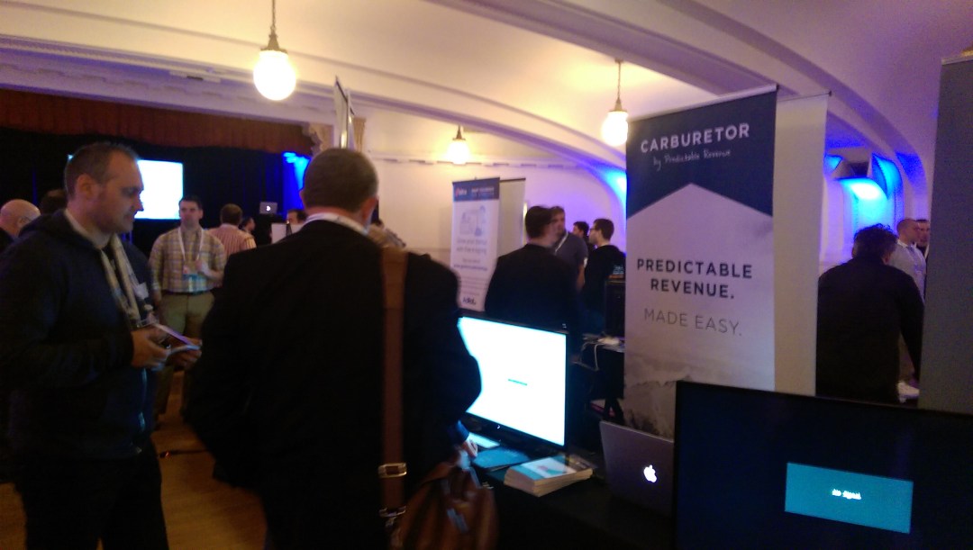 Predictable Revenue's first booth at SaaStr 2015. We hadn’t quite figured out the “are we Carburetor or Predictable Revenue” question yet.